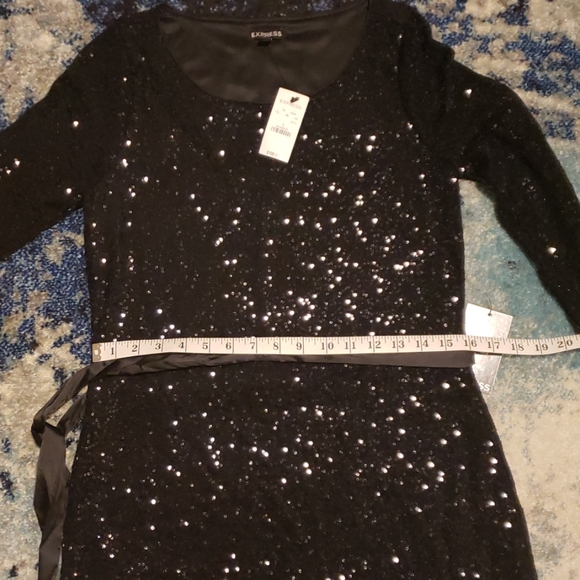 EXPRESS black sequin long sleeve dress NWT - Picture 5 of 7